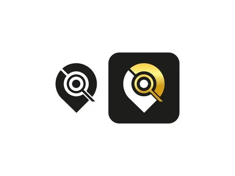 Location Icon Creative Black White Gold Gradient Stock Illustration