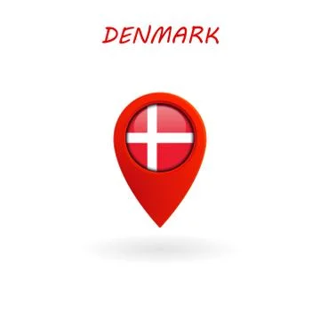 Location Icon for Denmark Flag Stock Illustration
