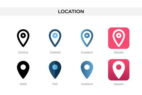 Location icon in different style. location vector icons designed in outline.. Stock Illustration
