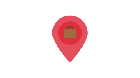 Location icon featuring a briefcase, symbolizing business travel or profess.. Stock Footage 332988418
