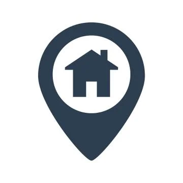 Location icon flat with house Stock Illustration