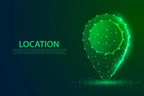 Location icon lines, triangles and particle style design Stock Illustration