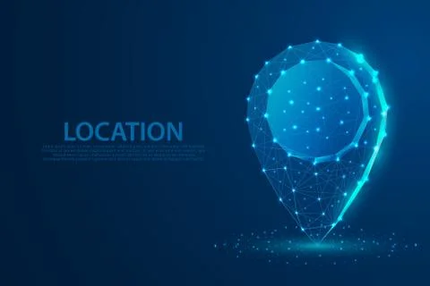 Location icon lines, triangles and particle style design Stock Illustration