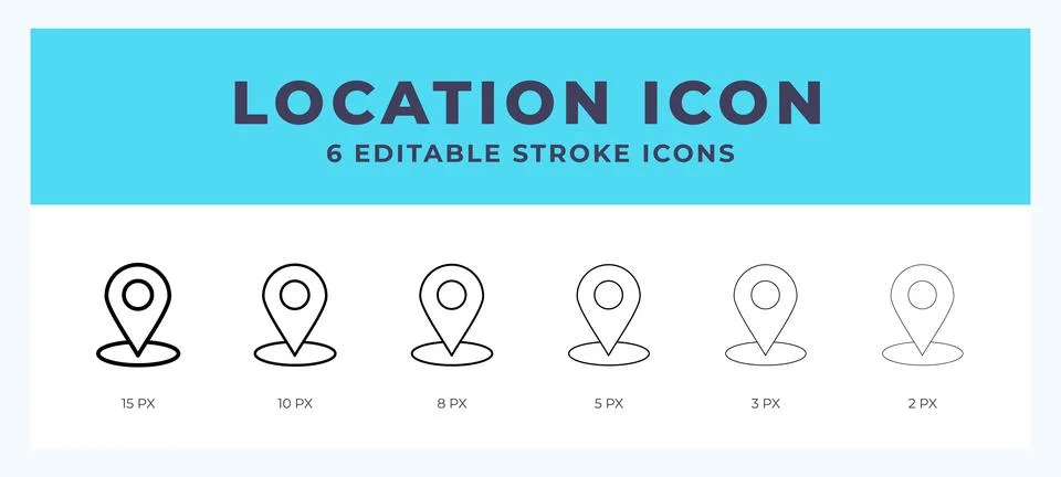 Location icon. Regular line. Thin line. Bold line. Vector illustration. Stockillustratie