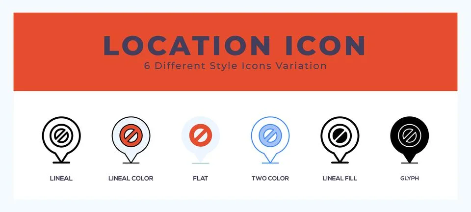 Location icon set with different styles. Design elements for logo. Vector i.. 스톡 일러스트