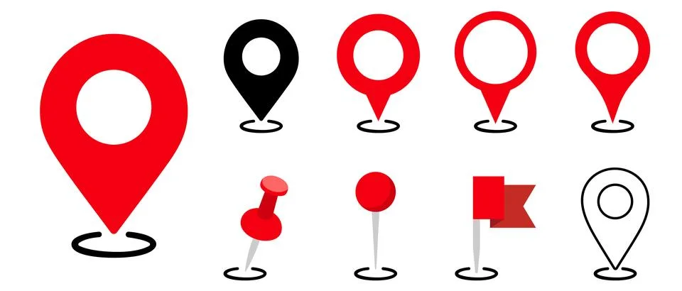 Location icon set. Flat icon set of location and map pins collection. Map pin Stock Illustration