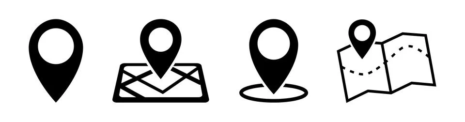 Location icon set in flat. Navigation map markers Stock Illustration