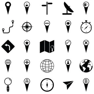 Location icon set Illustrazione stock