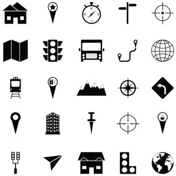 Location icon set Illustrazione stock