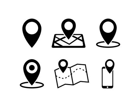 Location icon set. Navigation map simbols on white Stock Illustration