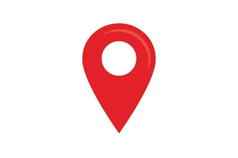 Location icon, simple symbol. Red pin sign. Stock Illustration