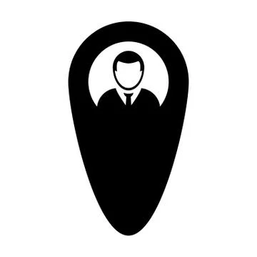 Location icon vector male user person profile avatar with map marker pin symbol 库存插图