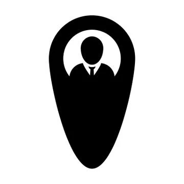 Location icon vector male user person profile avatar with map marker pin symbol Stock Illustration