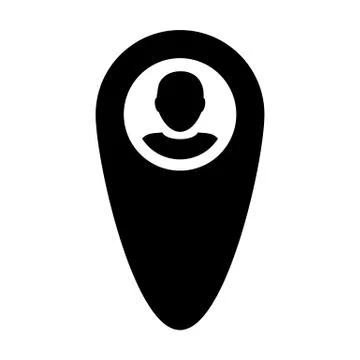 Location icon vector male user person profile avatar with map marker pin symbol イラスト素材