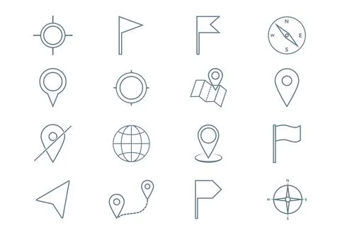 Location icons set. Vector illustration. Flat. Stock Illustration