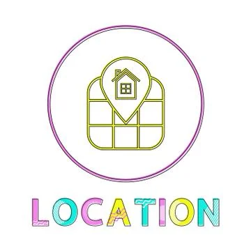 Location Identification Service Linear Round Icon Illustrazione stock
