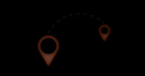 Location indicator on a black background. A map pointer appears. Stock Footage 296161844