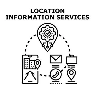 Location information services system analyzing data remotely Stock Illustration