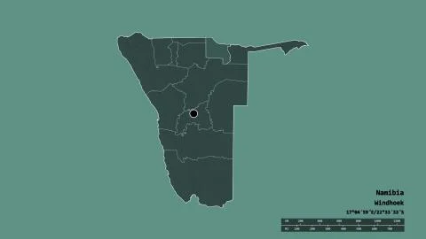 Location of Kavango West, region of Namibia. Administrative Stock Illustration