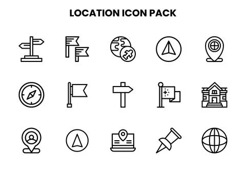 Location Line Icons Pack Illustrazione stock