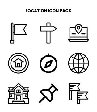 Location Line Scalable Icons Pack Illustrazione stock