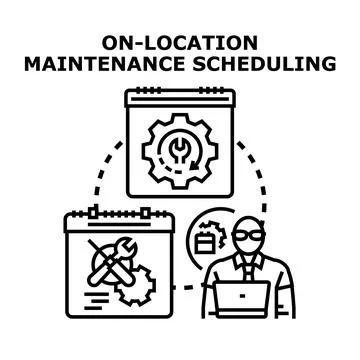 On location maintenance scheduling and service management system Stock Illustration