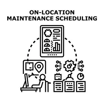 On location maintenance scheduling optimizing field service operations Stock Illustration