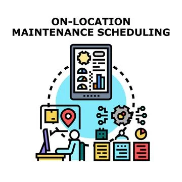 On location maintenance scheduling optimizing field service operations Stock Illustration
