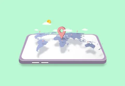 Location Map 3D pins. Navigator checking points. GPS 스톡 일러스트