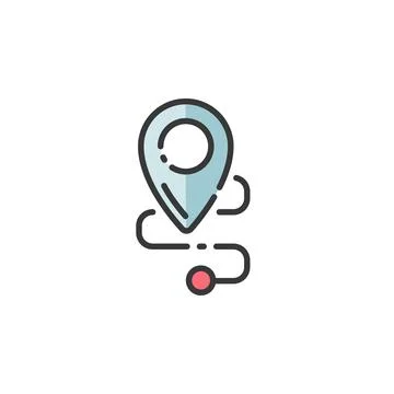 Location. Map and navigation. Filled color icon. Commerce vector illustration Stock Illustration