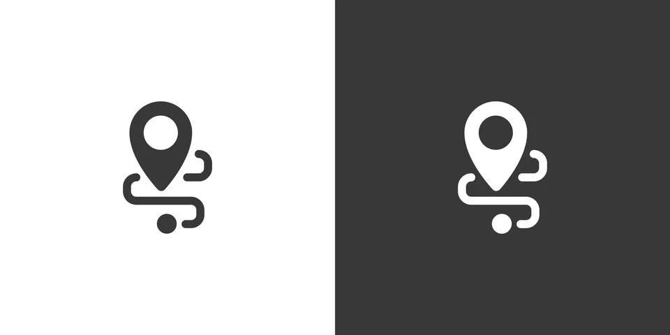 Location. Map and navigation. Isolated icon on black and white background. Co Stock Illustration