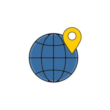 Location Map Globe Vector Outline Icon Illustration Illustrazione stock