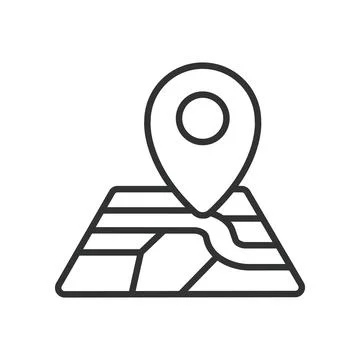 Location on a map, icon in line design. Location, map, pin, navigation, GPS Stock Illustration