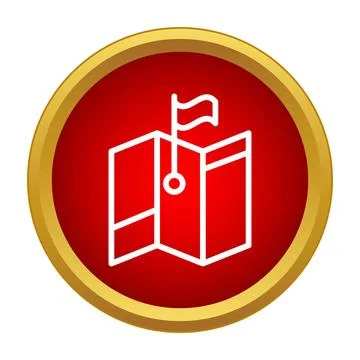 Location map indicator with flag pin icon Illustrazione stock
