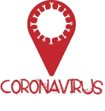 Location on the map. Label with the face of a masked man. Coronavirus mask icon Stock Illustration