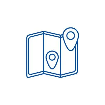 Location map line icon concept. Location map flat vector symbol, sign, outline Ilustración de archivo