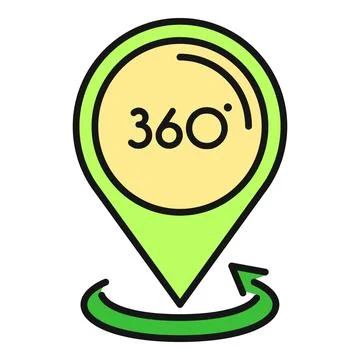 Location map pin with 360 degree virtual tour icon Stockillustratie