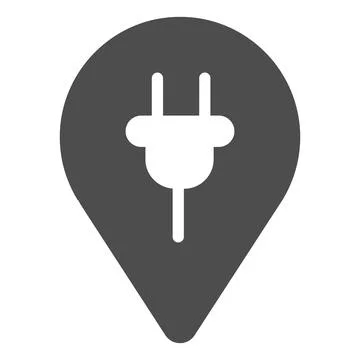 Location map pin and plug solid icon, electric car concept, recharge point sign Stock Illustration