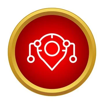 Location map pin with connected data points Illustrazione stock