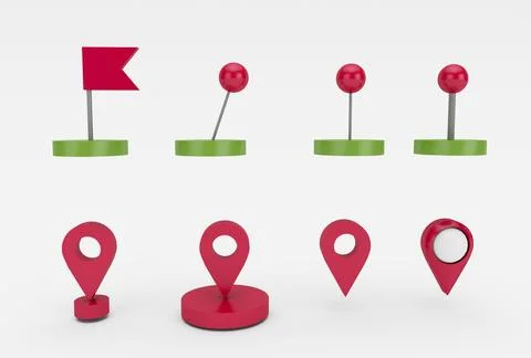 Location map pin gps pointer markers 3d illustration for destination minima.. Stock Illustration