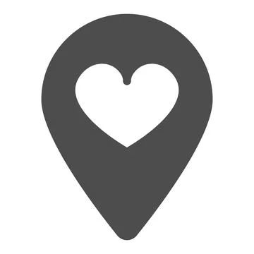 Location map pin with heart solid icon, dating concept, favourite place vector Stock Illustration