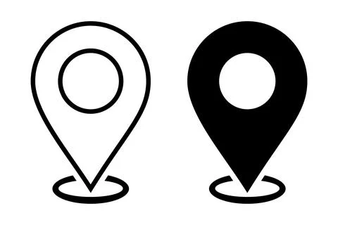 Location map pin icon, Map Pin Place Marker. Location Icons. GPS location Stock Illustration