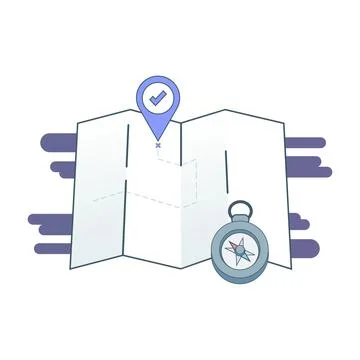 Location Map Pin Navigation with compass. Ilustración de archivo