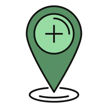 Location map pin pointer icon with plus sign Stock Illustration