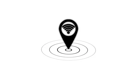 Location map pin with wifi icon animation on Transparent. Map pin icon Stock Footage 312929148