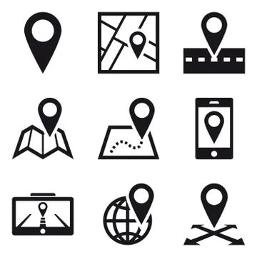 Location Map pins glyphs Stock Illustration
