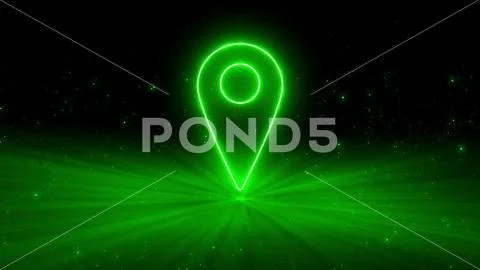Location map pointer with dots particles glowing colorful technology backgr.. Illustrazione stock
