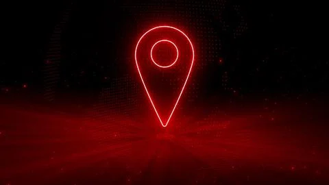 Location map pointer with dots particles glowing colorful technology backgr.. 스톡 일러스트