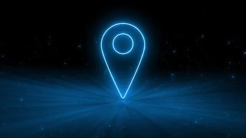 Location map pointer with dots particles glowing colorful technology backgr.. 스톡 일러스트