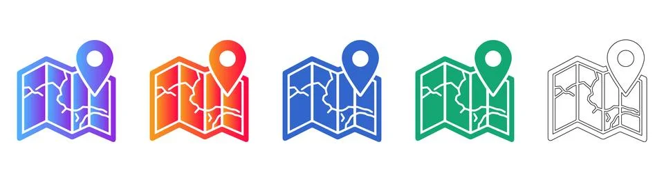 Location Map Pointer Icon Set Stock Illustration